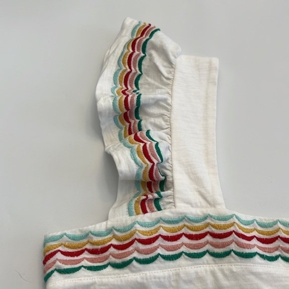 ST. John’s Bay white square neck multi- color edge ruffle sleeve tank size M NWT - Picture 12 of 12